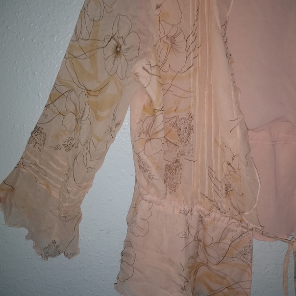 Separates NYC Design L Silk Peach Tie Front Ruffle Floral - Picture 7 of 7